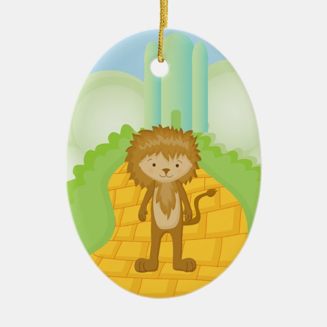 Cowardly Lion on Yellow Brick Road Ornament (Front)