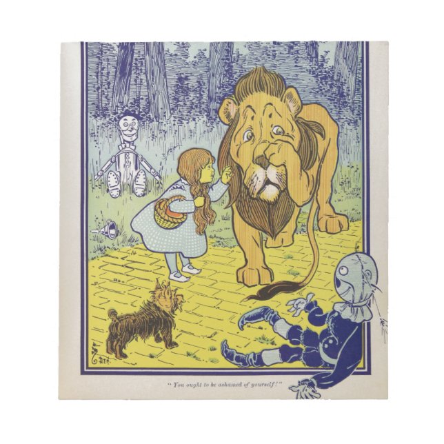 Cowardly Lion Wizard of Oz Book Page Notepad (Front)