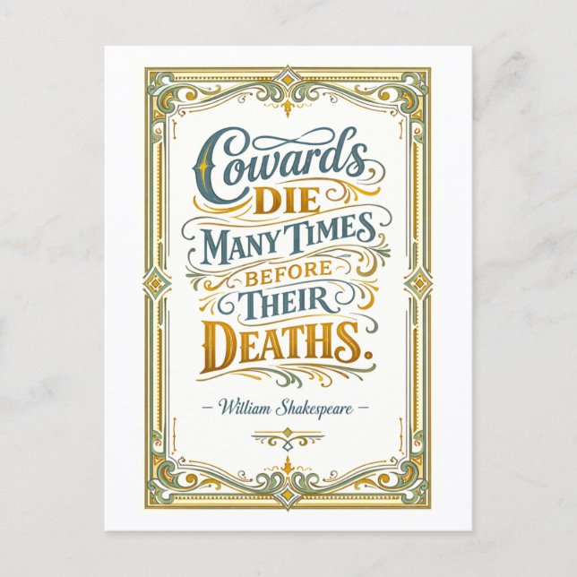 "Cowards Die Many Times" Shakespeare Postcard (Front)