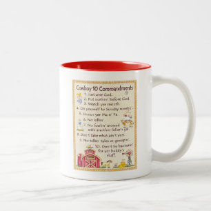 Cowboy 10 Commandments - Farm Fun Two-Tone Coffee Mug