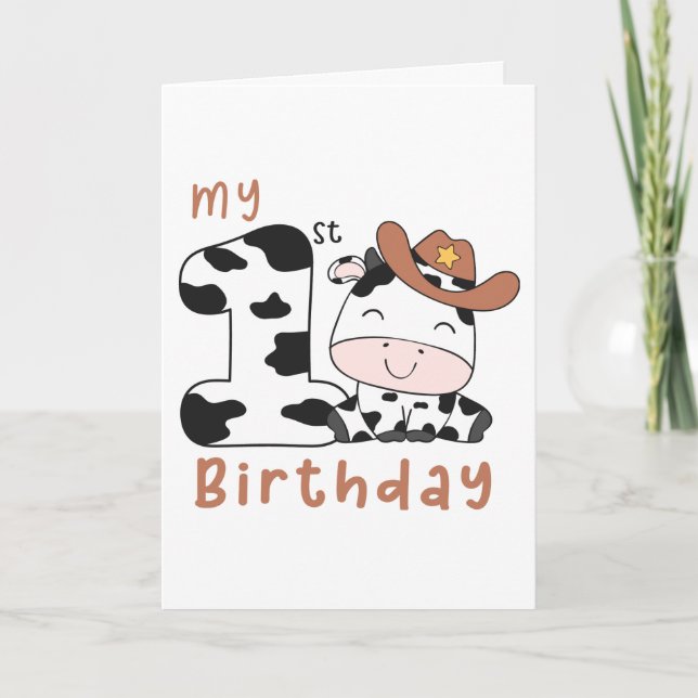 Cowboy 1st Birthday Card (Front)