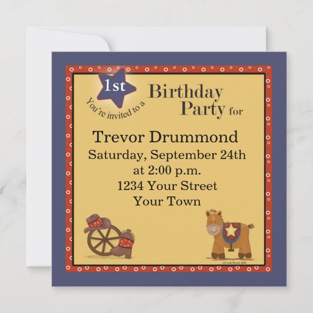 Cowboy 1st Birthday Invitation (Front)