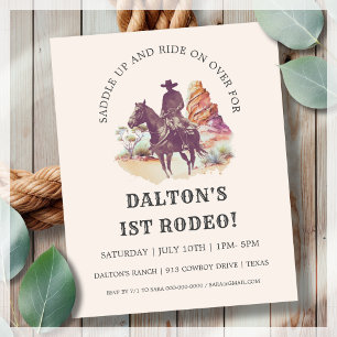 Cowboy 1st Rodeo Party Budget Birthday Invitation