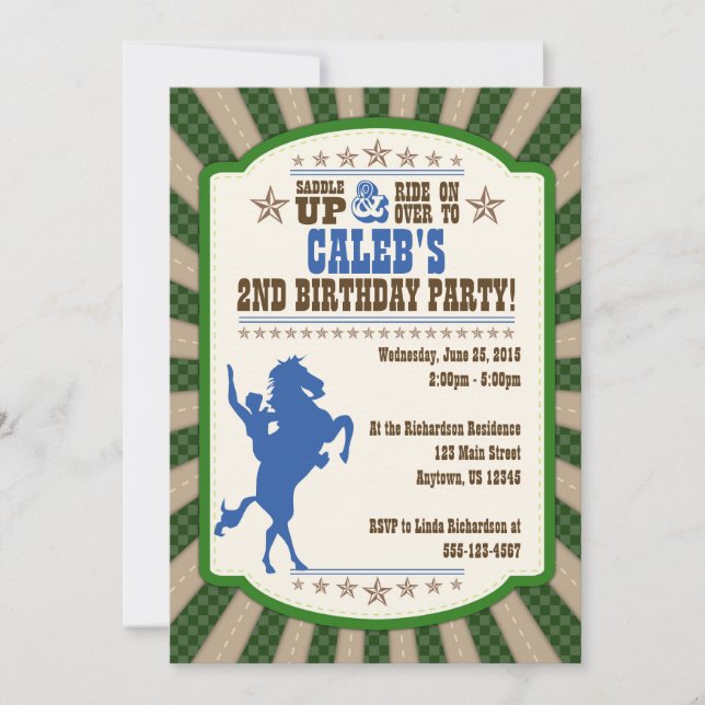 Cowboy 2nd Birthday Party Invitation (Front)