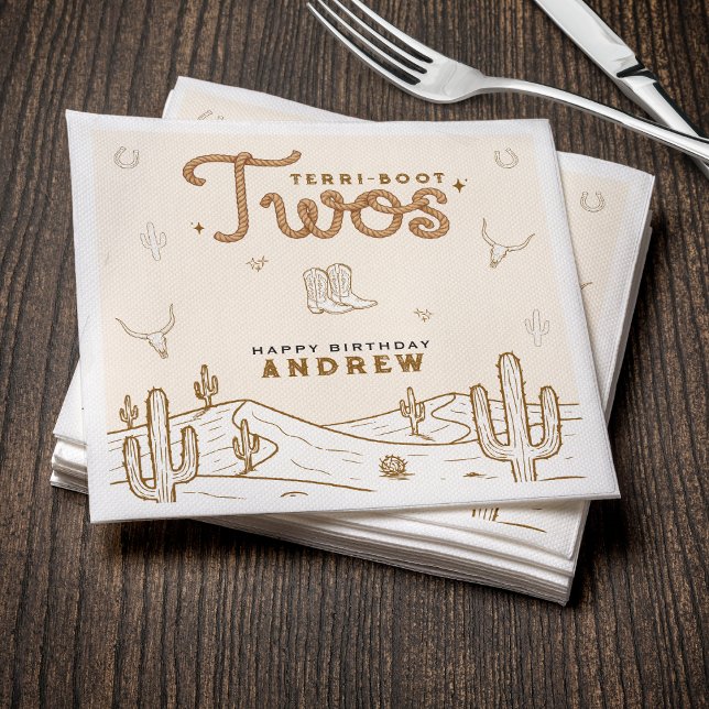 Cowboy 2nd Birthday Party Terri-Boot Twos Western Napkin (Cowboy 2nd Birthday Party Terri-Boot Twos Western Napkins
)