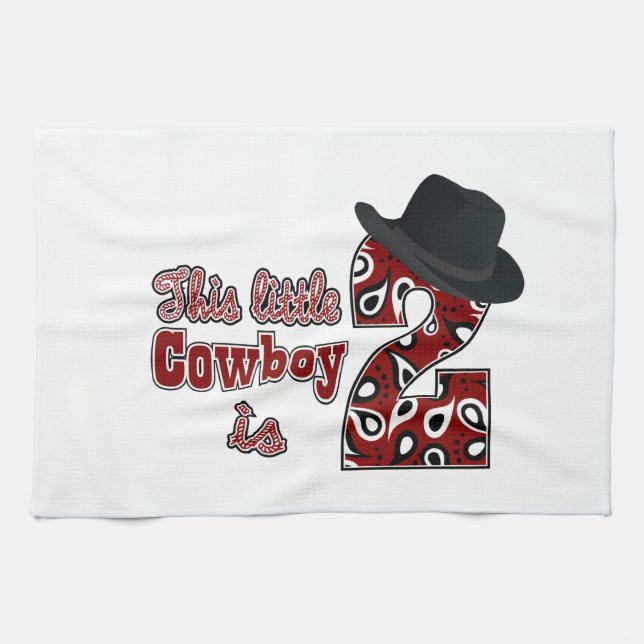Cowboy 2nd Birthday Tea Towel (Horizontal)