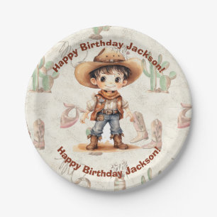 Cowboy 5th Birthday Bash Invitation Paper Plate