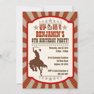 Cowboy 8th Birthday Party Invitation