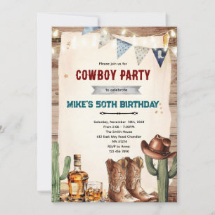 Cowboy Adult Man party Invitation