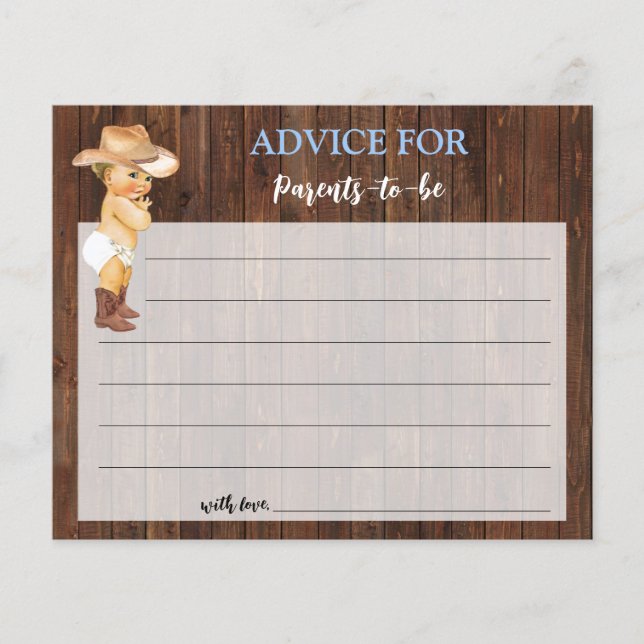 Cowboy Advice for Mum & Dad Baby Shower Card Flyer (Front)