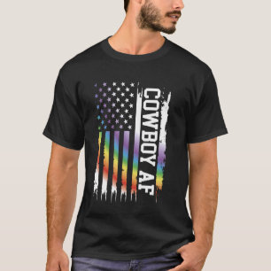 Cowboy Af United States Distressed Rainbow w US Fl T-Shirt