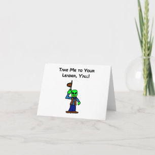Cowboy Alien UFO Abduction Funny Sci Fi Cartoon Card