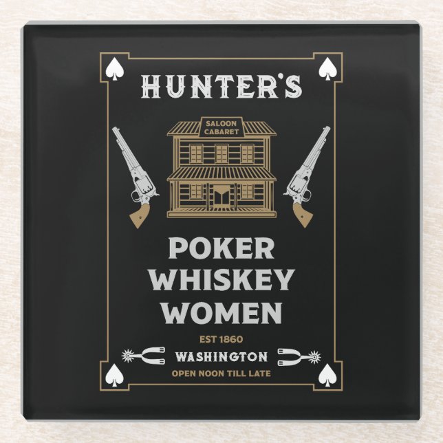 Cowboy American Frontier Saloon Glass Coaster (Front)