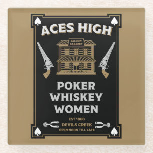 Cowboy American Frontier Saloon Glass Coaster