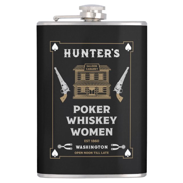 Cowboy American Frontier Saloon Hip Flask (Front)