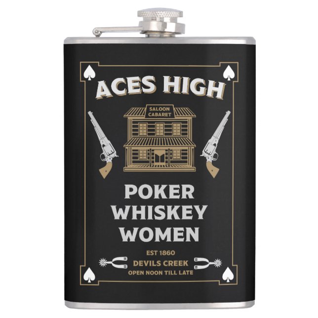 Cowboy American Frontier Saloon Hip Flask (Front)