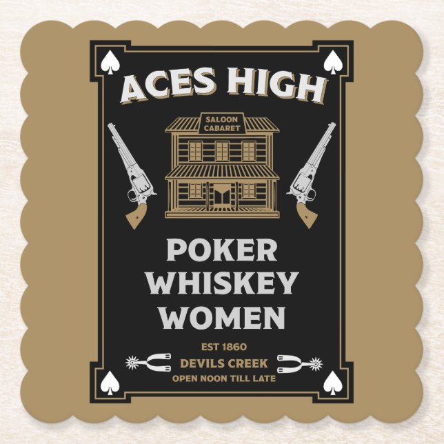 Cowboy American Frontier Saloon Paper Coaster (Front)