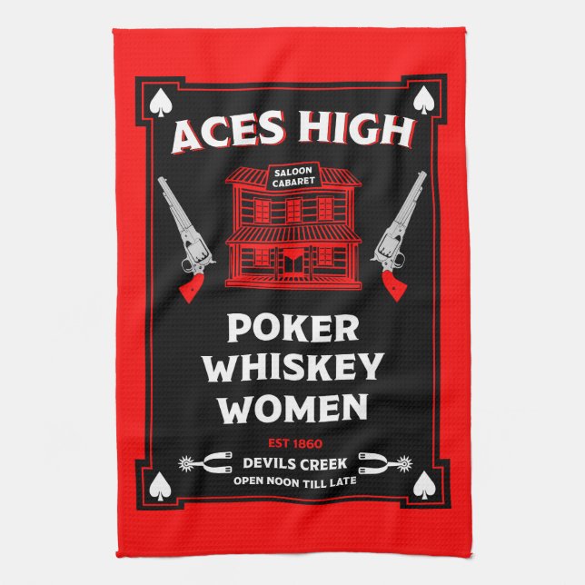 Cowboy American Frontier Saloon Tea Towel (Vertical)