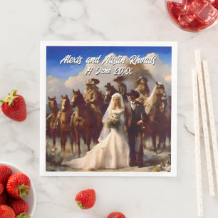 Cowboy and Bride Outdoor Wedding Napkin