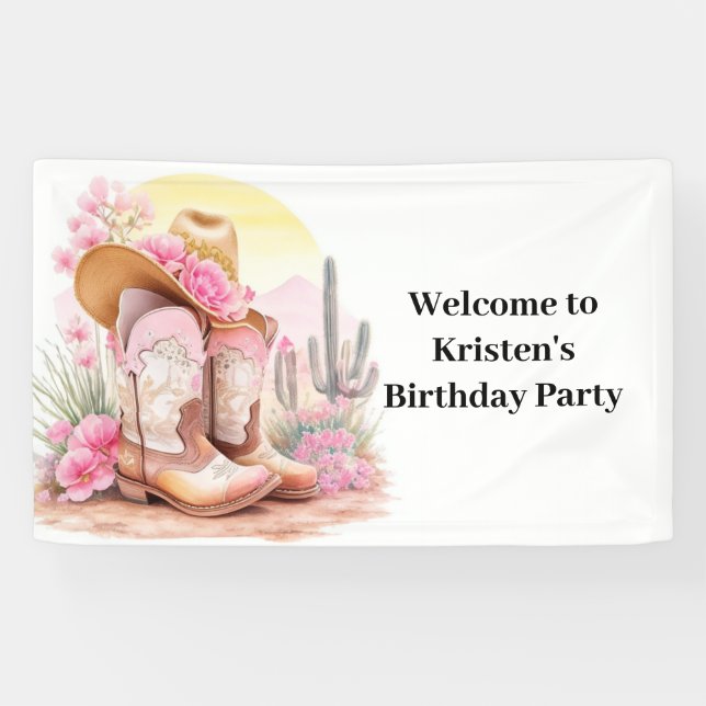 Cowboy and Cactus Birthday banner (Horizontal)