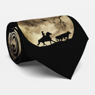 Cowboy and Cattle with Big Full Moon Tie