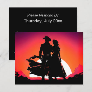 Cowboy and Cowgirl at Sundown RSVP Card
