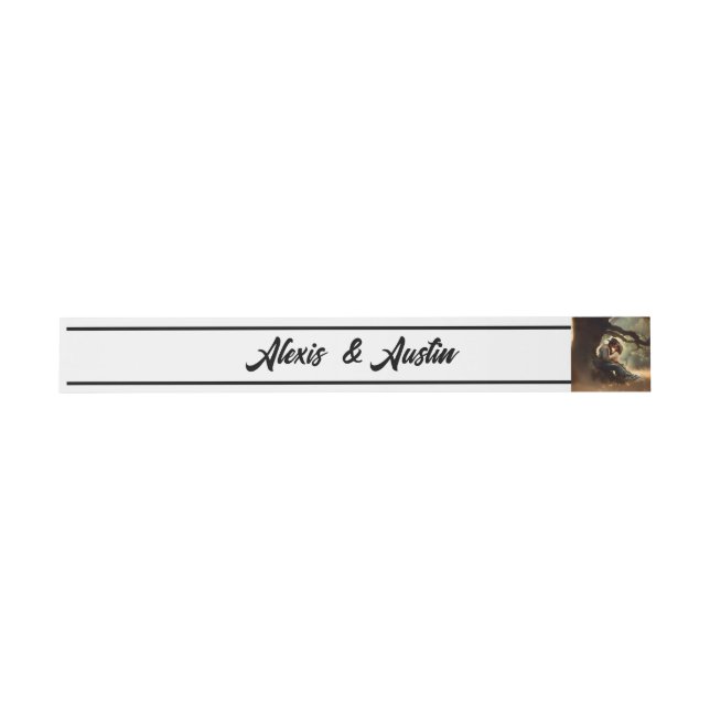 Cowboy  and Cowgirl Kissing Western Style Wedding Invitation Belly Band (Flat)