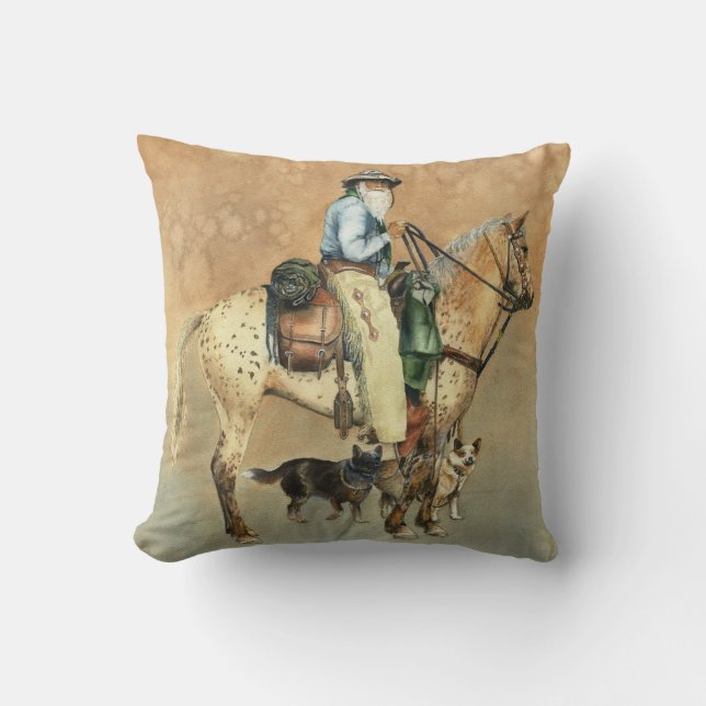 Cowboy and his Appaloosa Throw Pillow (Front)