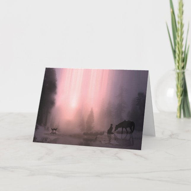 Cowboy and Horse Customisable Christmas Card (Front)