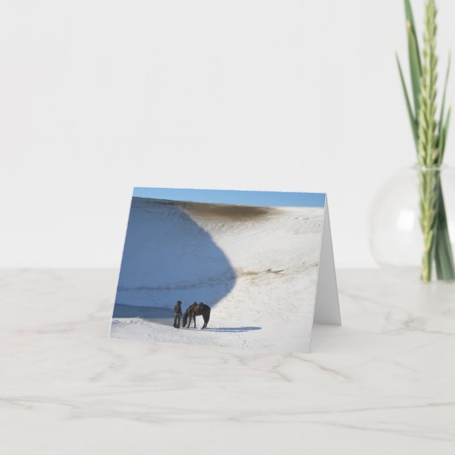 Cowboy and Horse in Winter Thank You Card (Front)