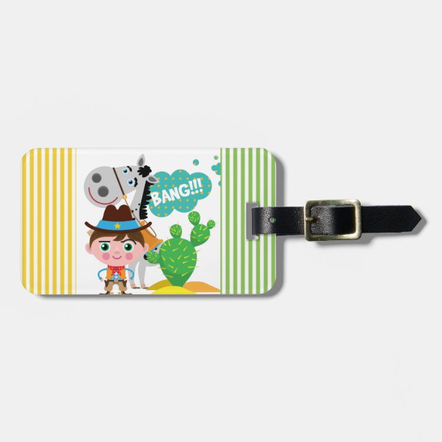 Cowboy and Horse Luggage Tag (Front Horizontal)
