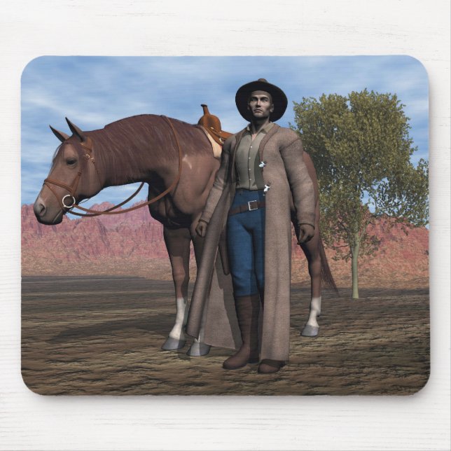 Cowboy and Horse Mousepad (Front)