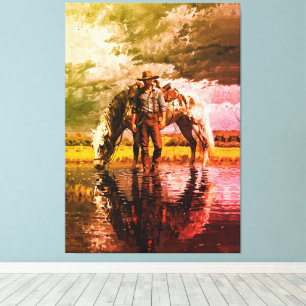 Cowboy and Horse Reflection Wall Art – Western