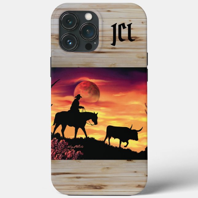 Cowboy And Longhorn Steer Case-Mate iPhone Case (Back)