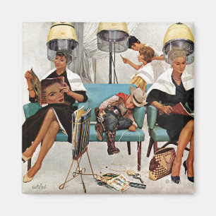 Cowboy Asleep in Beauty Salon Magnet