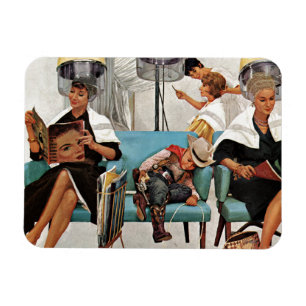 Cowboy Asleep in Beauty Salon Magnet
