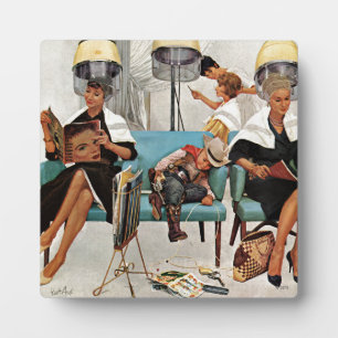 Cowboy Asleep in Beauty Salon Plaque