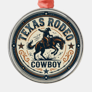 Cowboy at Rodeo, Texas Metal Tree Decoration