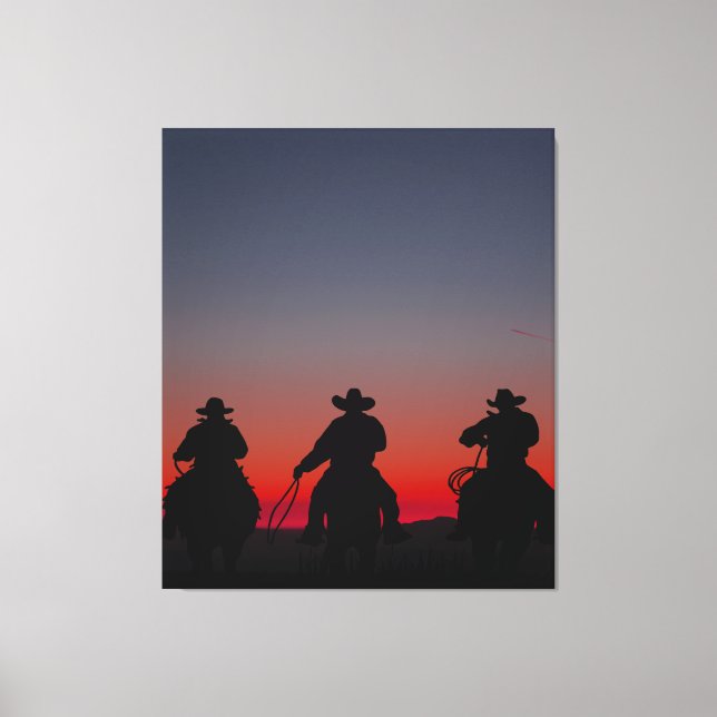 cowboy at sunset canvas print (Front)