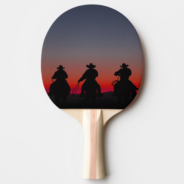 cowboy at sunset ping pong paddle (Front)