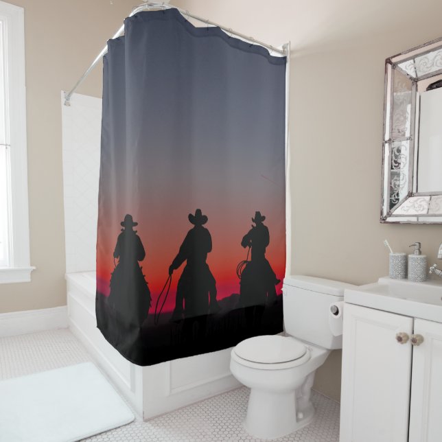cowboy at sunset shower curtain (In Situ)