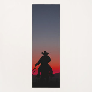 cowboy at sunset yoga mat