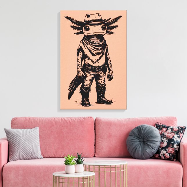 cowboy axolotl canvas print (Insitu(LivingRoom))