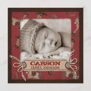 Cowboy Baby Announcement Square