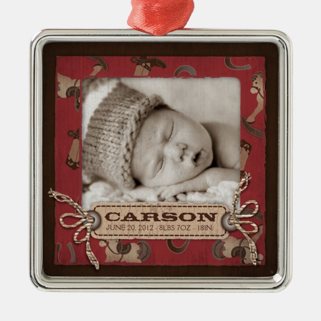 Cowboy Baby Photo Ornament (Front)