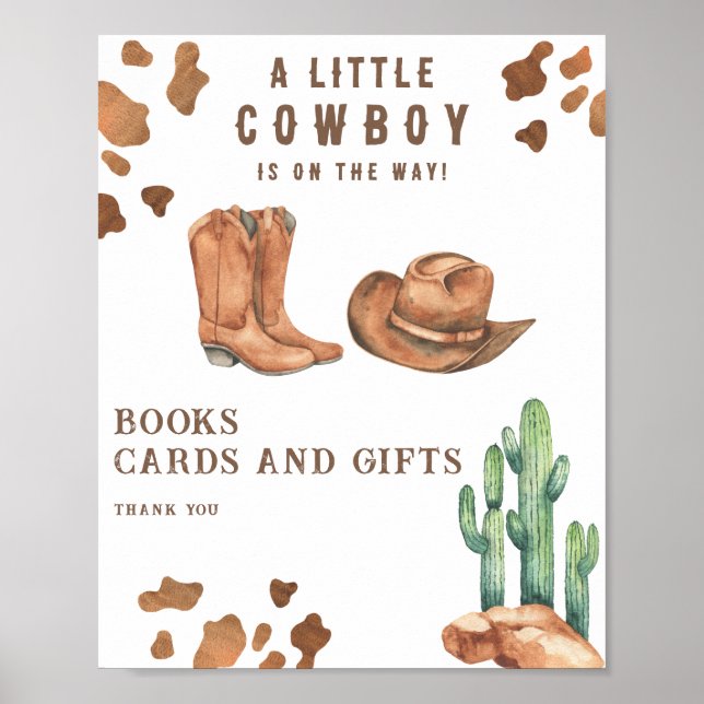 cowboy baby shower - books cards and gifts poster (Front)