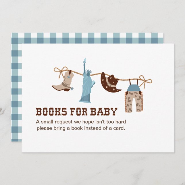 Cowboy Baby Shower Books for Baby Enclosure  Invitation (Front/Back)
