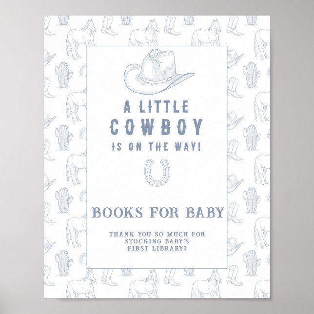 Cowboy baby shower books for baby poster (Front)