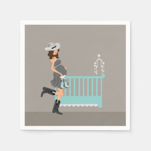 Cowboy Baby Shower - Brunette - Western Theme Napkin