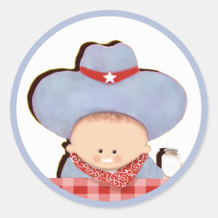 Cowboy Baby Shower Classic Round Sticker